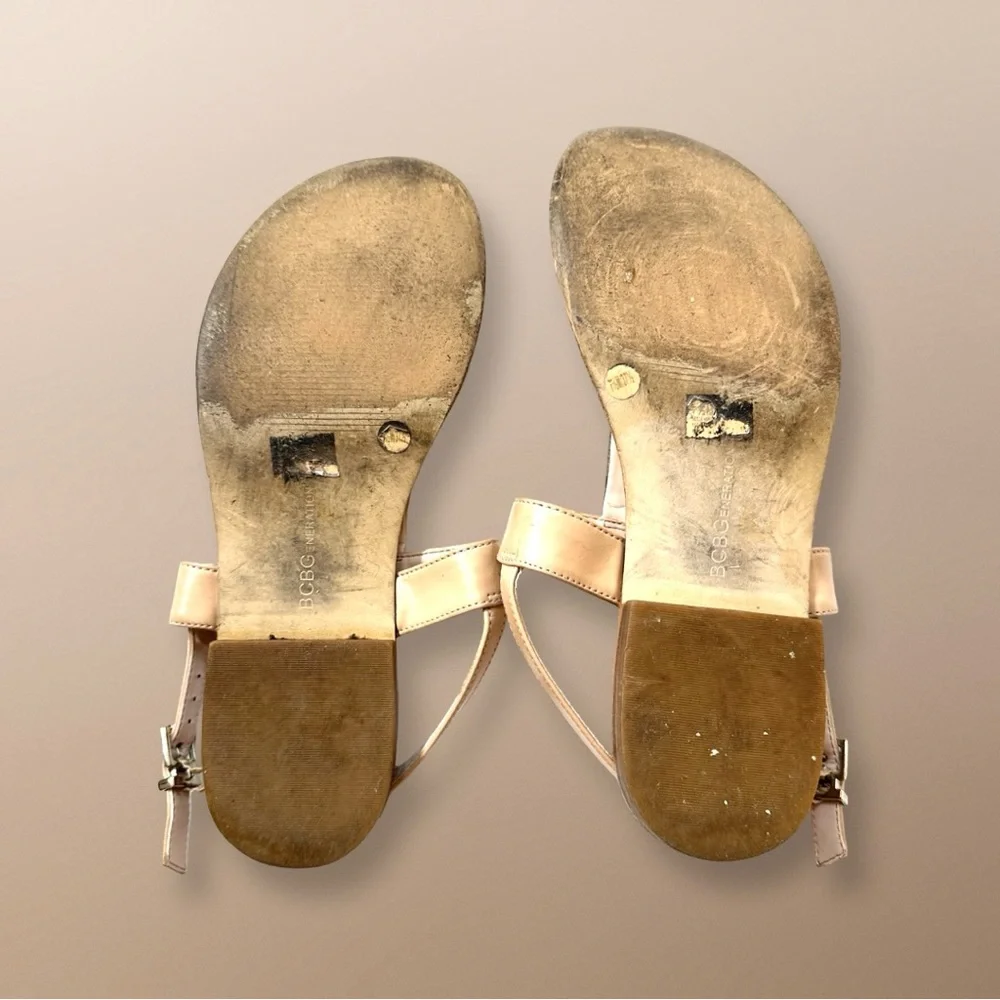 BCBGeneration Women's Beige & Silver Sandals Size 7.5 - Picture 7 of 8
